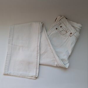 7 for All Mankind Cream Wide Leg Jeans Size 28